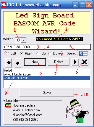 Led Sign Board BASCOM AVR Code Wizard! | نرم افزار توليد برنامه بسكام تابلو روان | طراحي شده توسط مهندس حسين لاچيني