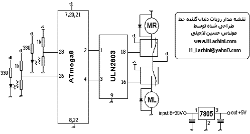  نقشه روبات دنبال کننده خط طراحي شده توسط مهندس حسين لاچيني  www.HLachini.com